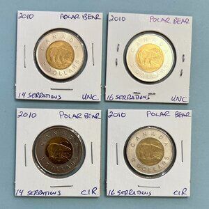 Canada 2010 Exclusive Set of 4 x $2 Toonie Coins!